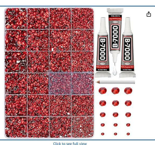 Worthofbest 11000Pcs Red 2-5mm Flatback Resin Rhinestones for Crafting by Deal US