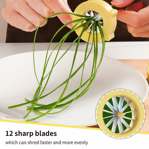 NECOOKS Cute Cat Green Onion Slicer 12 Stainless Steel Blades 1 Pack by Deal US