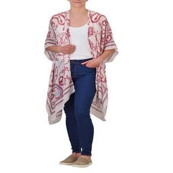 Save the Ocean Womens Woven Kimono – Red, One Size by Vanessa Jane
