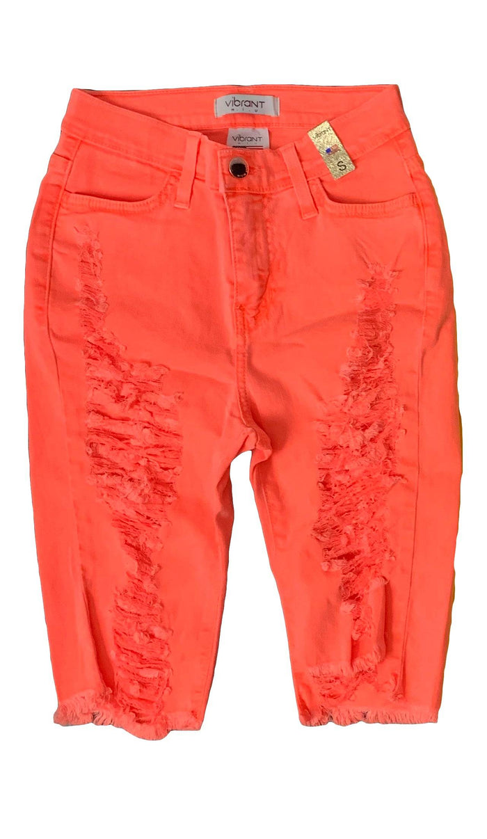 Neon Distressed Bermuda Shorts by The House of Stylez