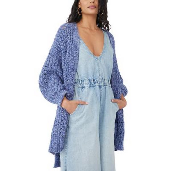 Free People Smoothie Cardigan – Blueberry Combo, Size Xs by Vanessa Jane