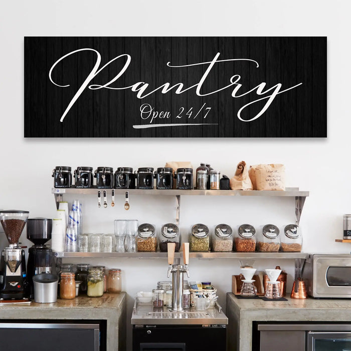 Pantry Open 24/7 Sign by Tailored Canvases