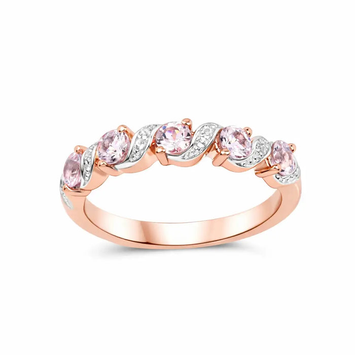 Peach Genuine Morganite 5 Stone Ring by Fine Color Jewels