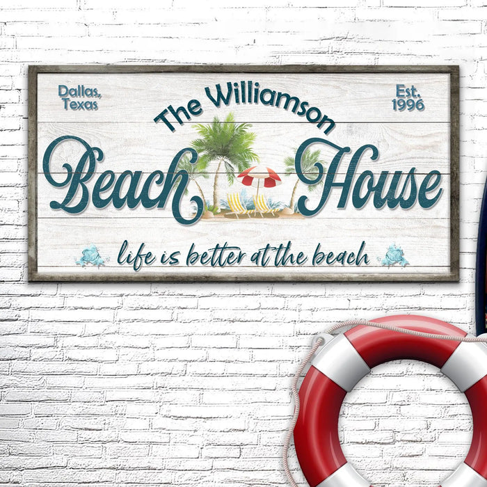 Personalized Beach House Sign III by Tailored Canvases