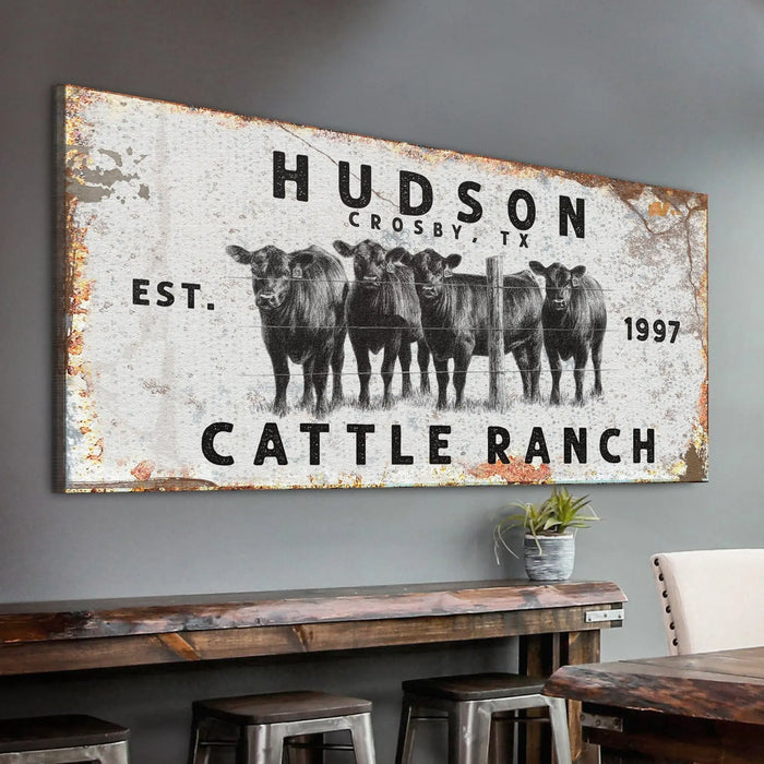 Personalized Cattle Ranch Rustic Sign II by Tailored Canvases