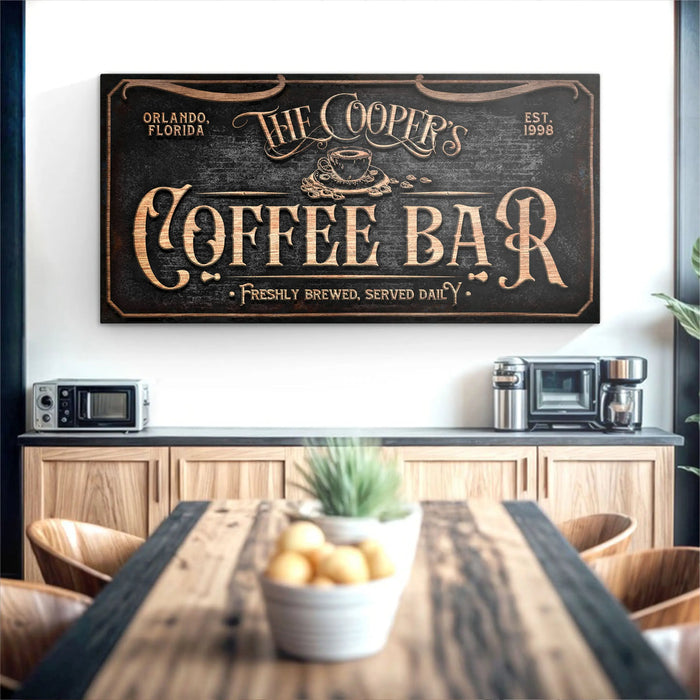 Personalized Coffee Bar Sign V by Tailored Canvases