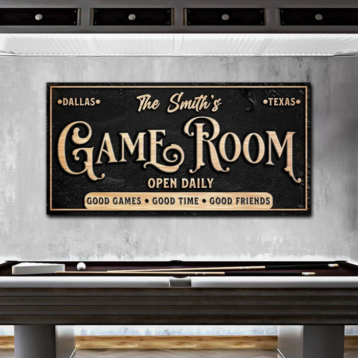 Personalized Game Room Sign by Tailored Canvases