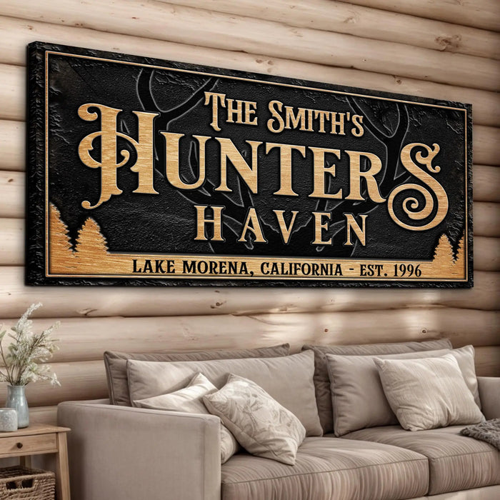 Personalized Hunters Haven Family Sign by Tailored Canvases