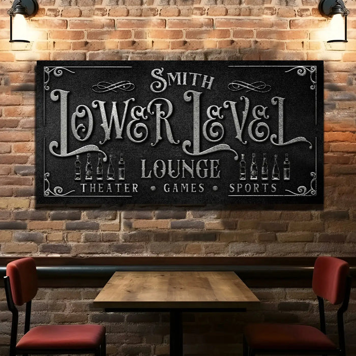Personalized Lower Level Sign by Tailored Canvases