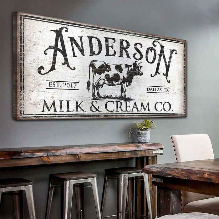 Personalized Milk & Cream Co Sign by Tailored Canvases