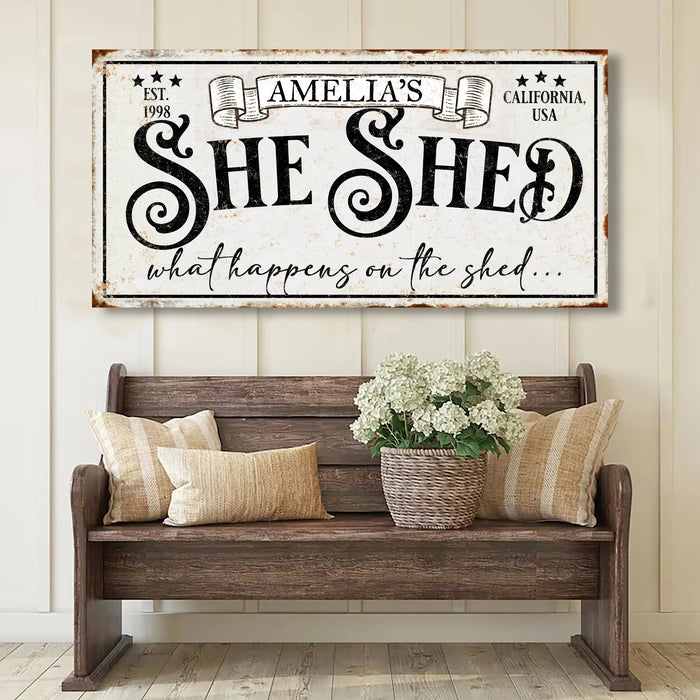 Personalized She Shed Sign IV by Tailored Canvases