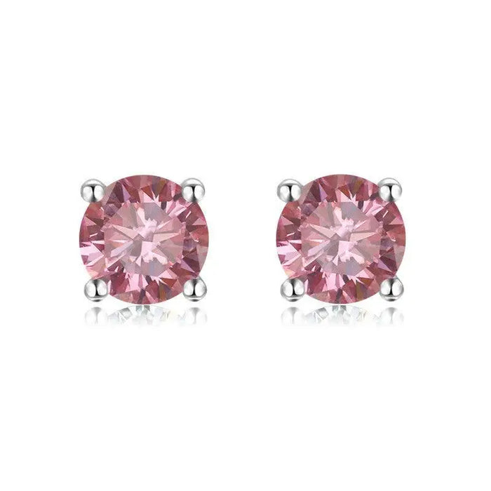 Pink Moissanite Stud Earrings by Fine Color Jewels