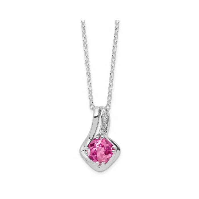 Pink Sapphire and Diamond Pendant Necklace by Fine Color Jewels