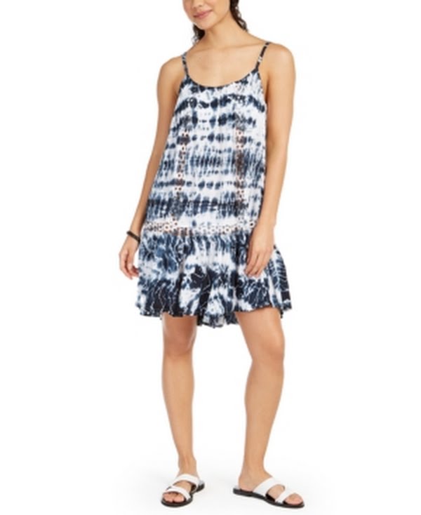 Raviya Women’s Sleeveless Tie-Dye Crochet Cover-Up Dress, Navy, Large by Vanessa Jane
