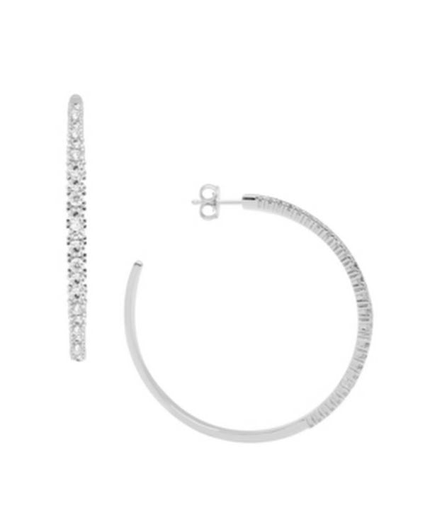 And Now This Cubic Zirconia Graduated C-Hoop Earring in Silver Plate by Vanessa Jane