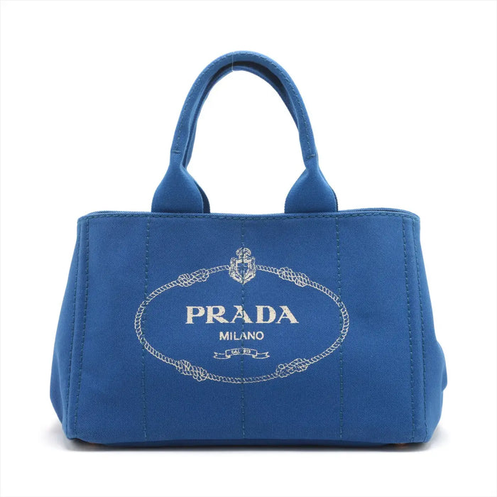 Prada Canapa Logo Tote Blue Medium #2503 by Bolt Boutique