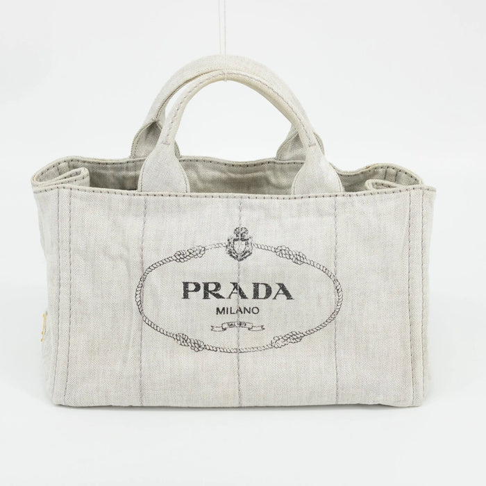 Prada Light Gray Canapa Denim 2WAY Tote Bag #1969 by Bolt Boutique