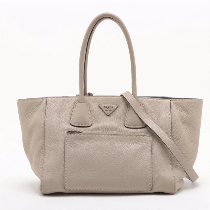 Prada Vitello Phenix Leather 2 Way Tote Bag Beige BN2795 #2518 by Bolt Boutique