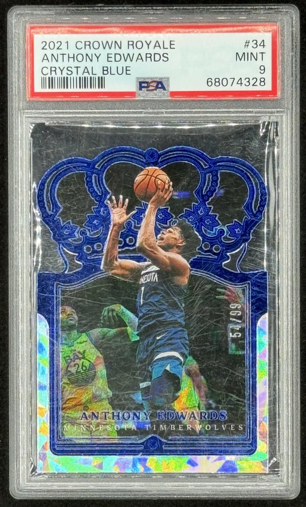 Anthony Edwards 2021-22 Crown Royale Crystal Blue #34 #54/99 (PSA 9) by Price Is Right Miami