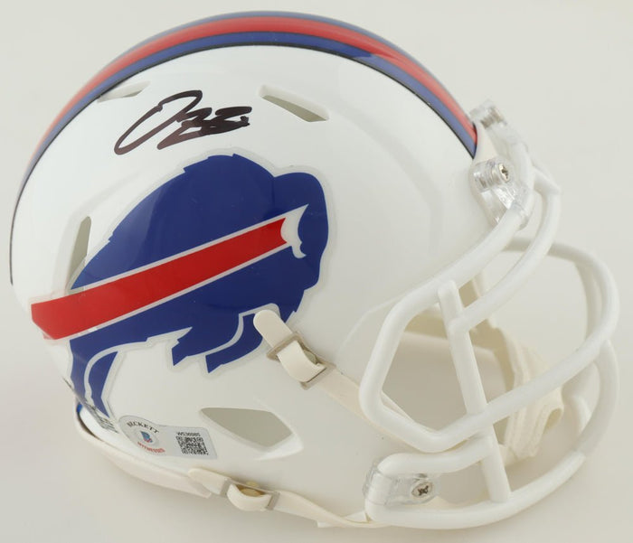 Damien Harris Signed Bills Speed Mini Helmet (Beckett) by Price Is Right Miami