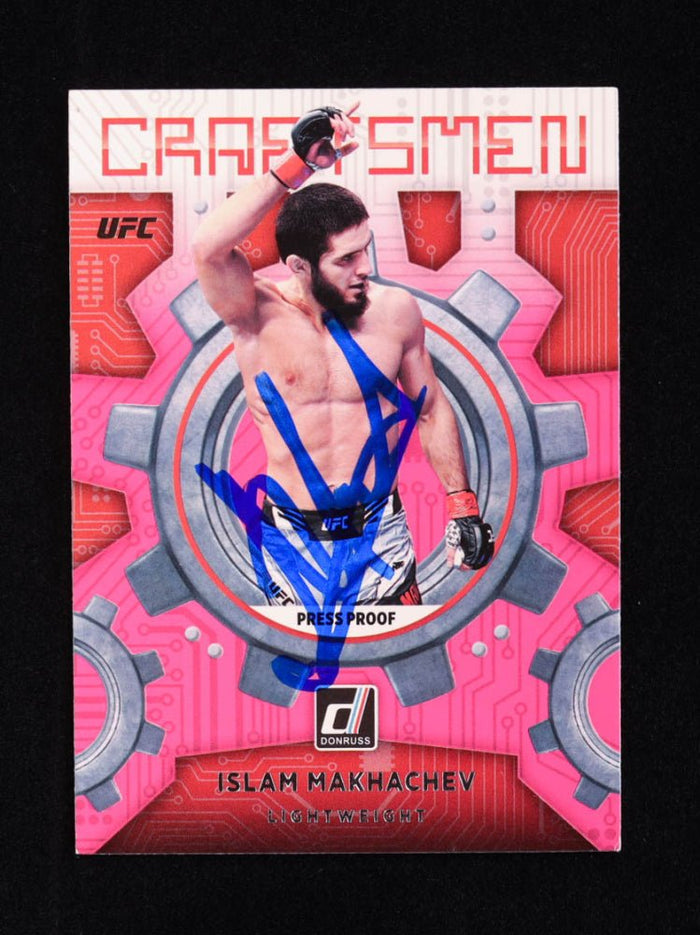 Islam Makhachev Signed 2022 Donruss UFC Craftsmen Press Proof Pink #3 (Beckett) by Price Is Right Miami