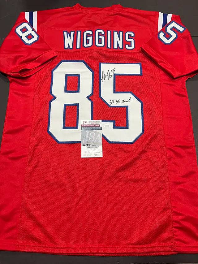 Jermaine Wiggins Patriots Signed Inscribed Jersey (JSA COA) by Price Is Right Miami
