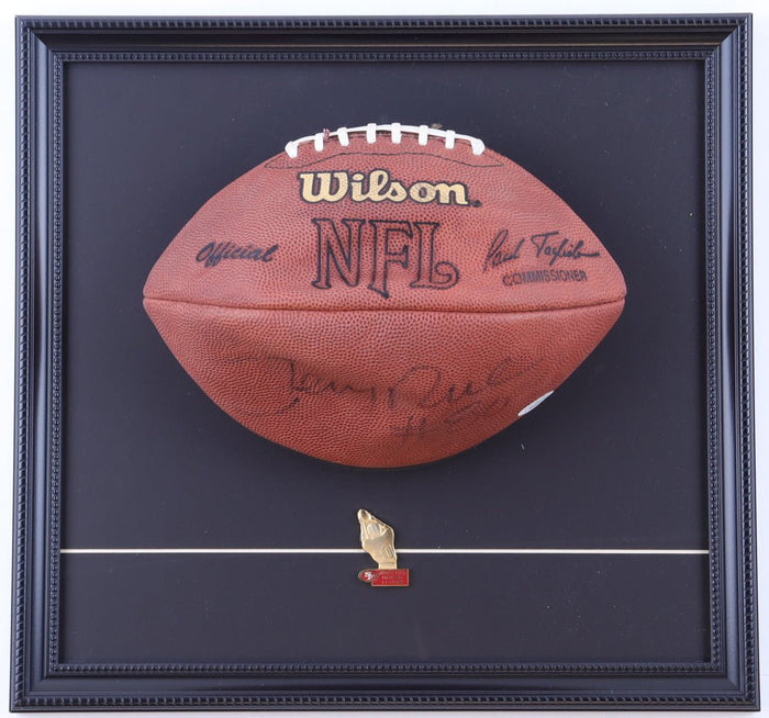 Jerry Rice Signed NFL Football Display with Pin (JSA) by Price Is Right Miami