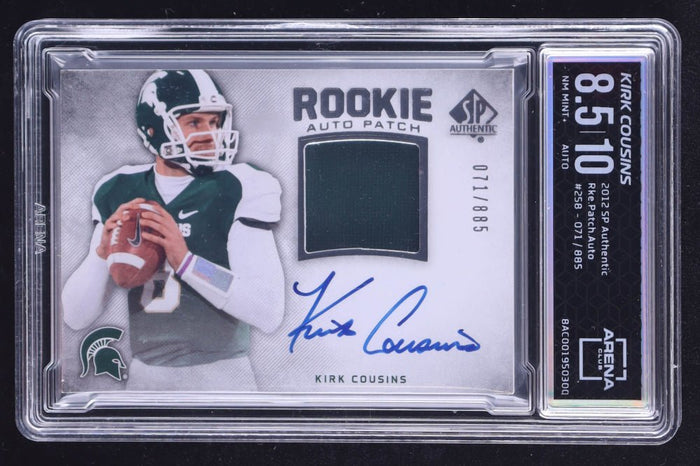 Kirk Cousins Signed 2012 SP Authentic #258 Jersey Autograph #071/885 RC (Arena Club 8.5) Autograph Graded 10 | Rookie Card | Serially Numbered #071 / 885 by Price Is Right Miami