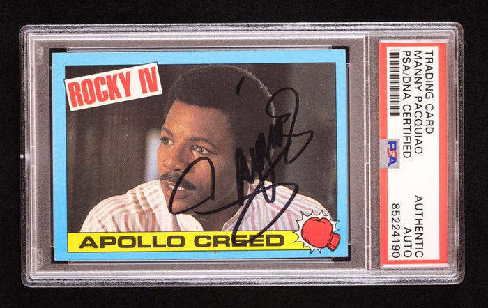 Manny Pacquiao Signed 1985 Topps Rocky IV #3 Apollo Creed (PSA) by Price Is Right Miami