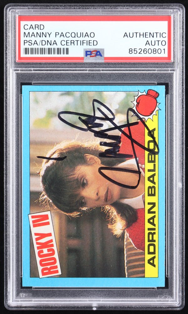 Manny Pacquiao Signed 1985 Topps Rocky IV #4 Adrian Balboa (PSA) by Price Is Right Miami