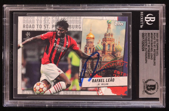 Rafael Leao Signed 2021-22 Topps UCL #RSP16 (BGS Witnessed) by Price Is Right Miami