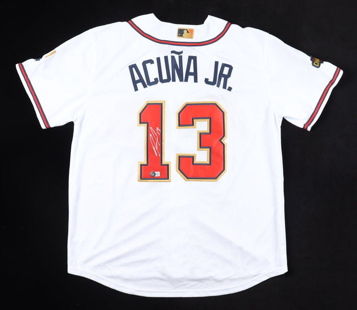 Ronald Acuna Jr. Signed Jersey With 2021 World Series Patch (Beckett) by Price Is Right Miami