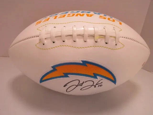 Justin Herbert Chargers Signed Logo Football (PAAS COA) by Price Is Right Miami