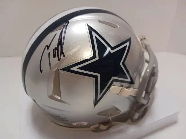 Tony Pollard Cowboys Signed Mini Helmet (PAAS COA) by Price Is Right Miami
