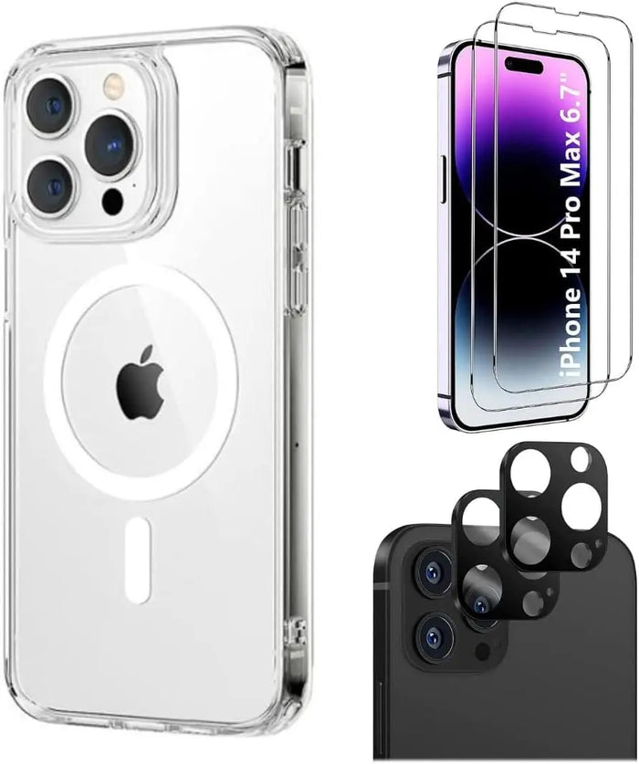 Protection Kit Bundle: Hybrid-Flex Hard Shell Case with Tempered Glass Screen and Camera Protector - iPhone 14 Pro Max by Zerodamage Sahara Case LLC