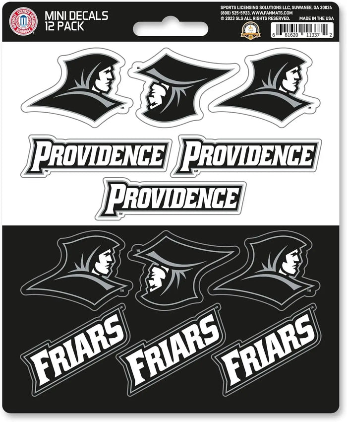 Providence College Friars 12-Piece Mini Decal Sticker Set, 5x6 Inch Sheet, Gift for football fans for any hard surfaces around home, automotive, personal items by Fielders Choice