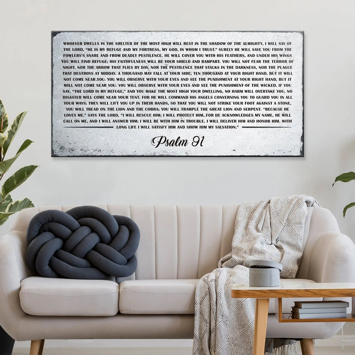 Psalm 91: 'Whoever Dwells in the Shelter of the Most High' Sign - Inspirational Christian Wall Art , Religious Decor by Tailored Canvases