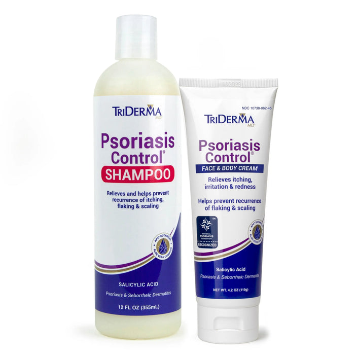 Psoriasis Control Cream + Psoriasis Control Shampoo 2pc Bundle by TriDerma MD