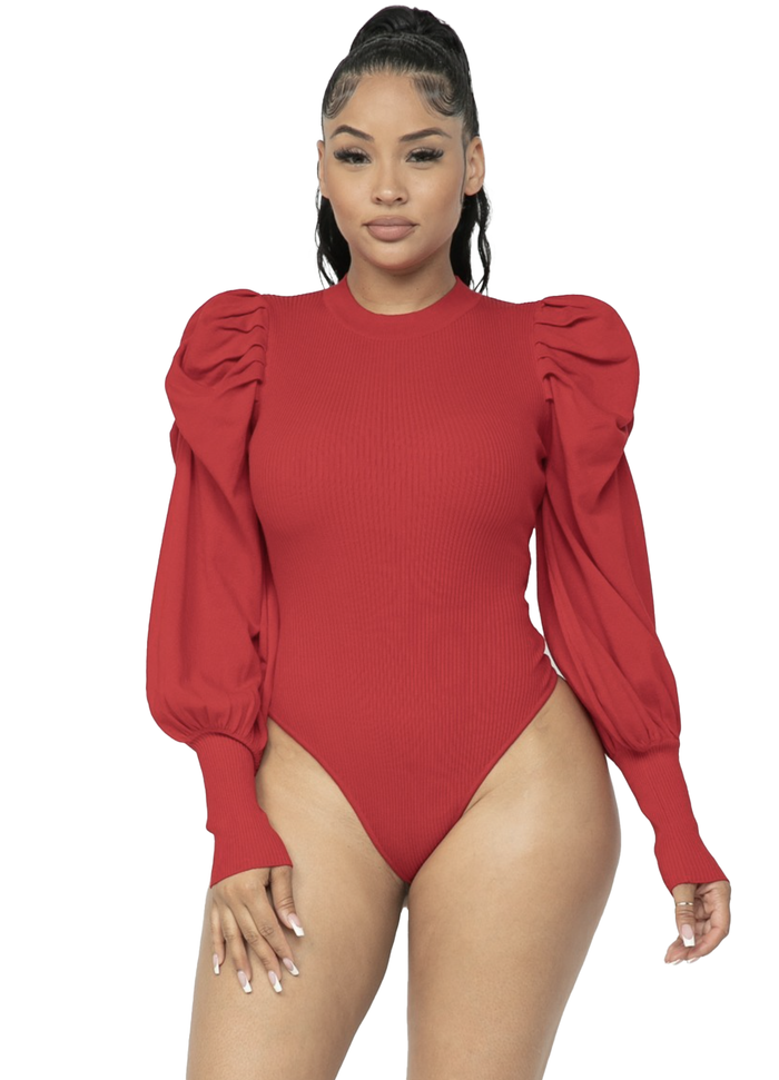 Puff Sleeve Knit Bodysuit by The House of Stylez