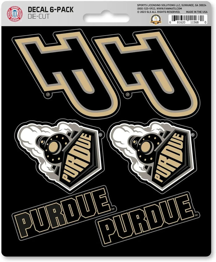 Purdue University Boilermakers 6-Piece Decal Sticker Set, 5x6 Inch Sheet, Gift for football fans for any hard surfaces around home, automotive, personal items by Fielders Choice