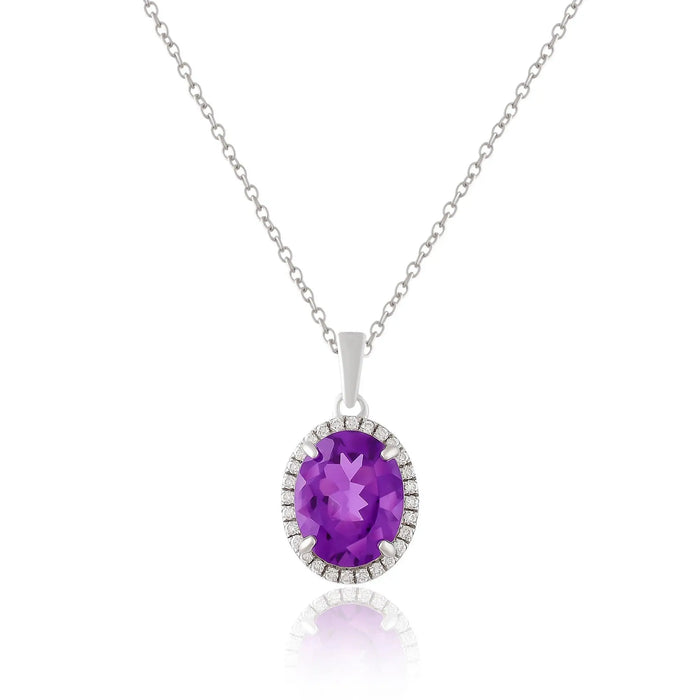 Purple Amethyst Pendant Necklace by Fine Color Jewels