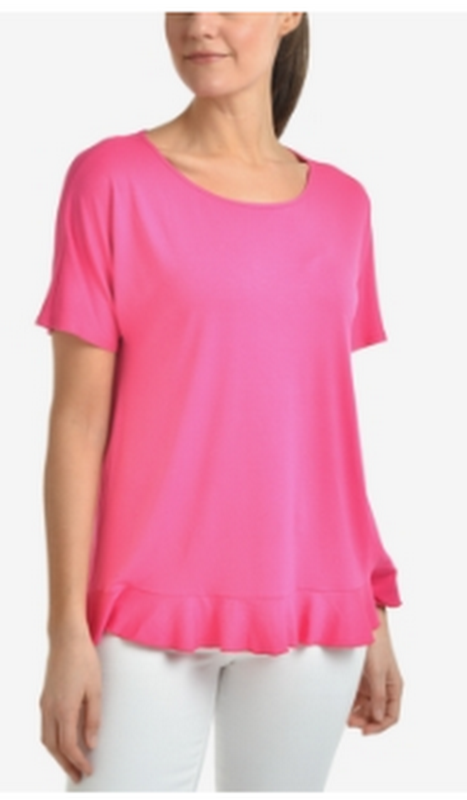 Ny Collection Ruffled Scoop-Neck Top, Size Large by Vanessa Jane