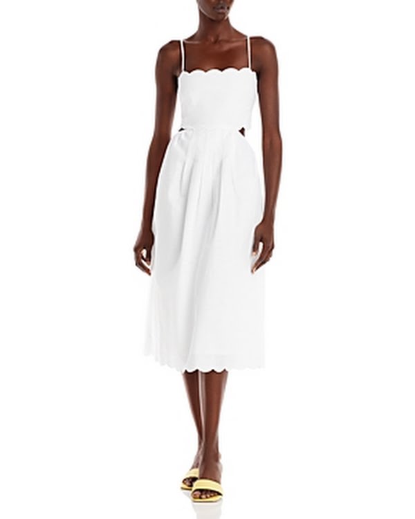 Lucy Paris Womens Linen Blend Cut-Out MIDI Dress, Size Medium by Vanessa Jane