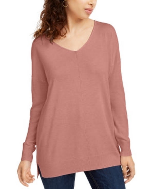 Hippie Rose Juniors V-Neck Tunic Sweater by Vanessa Jane