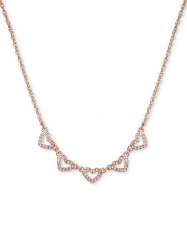 Charter Club Rose Gold-Tone Pave Heart Statement Necklace by Vanessa Jane