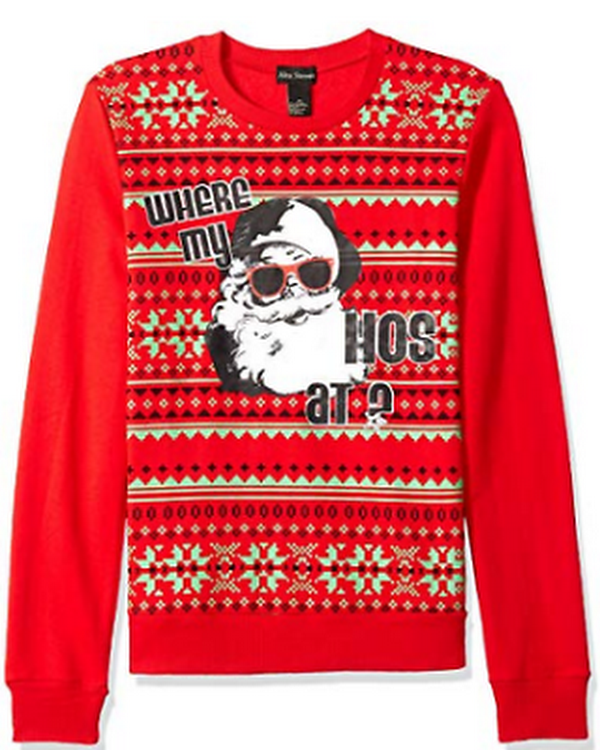 Alex Stevens Mens Where My Hos ugly Christmas Sweater by Vanessa Jane