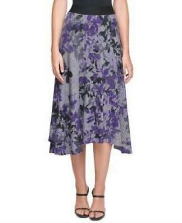 Calvin Klein Floral-Print Asymmetrical MIDI Skirt, Size XL by Vanessa Jane