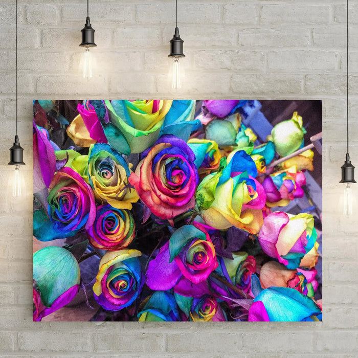 Rainbow Roses Canvas Wall Art by Tailored Canvases