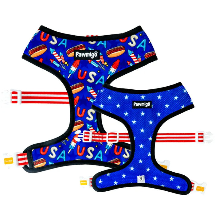 Red, White & Bark Reversible Harness by Pawmigo