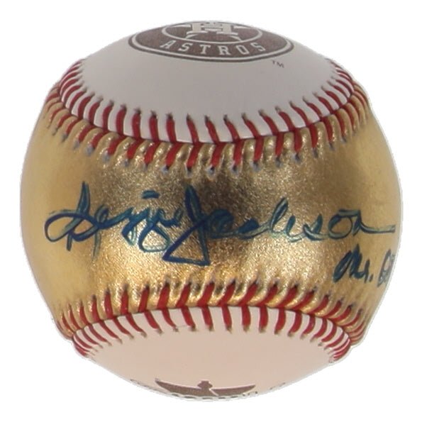 Reggie Jackson Signed 2022 World Series Gold Baseball Inscribed Mr October JSA by Price Is Right Miami